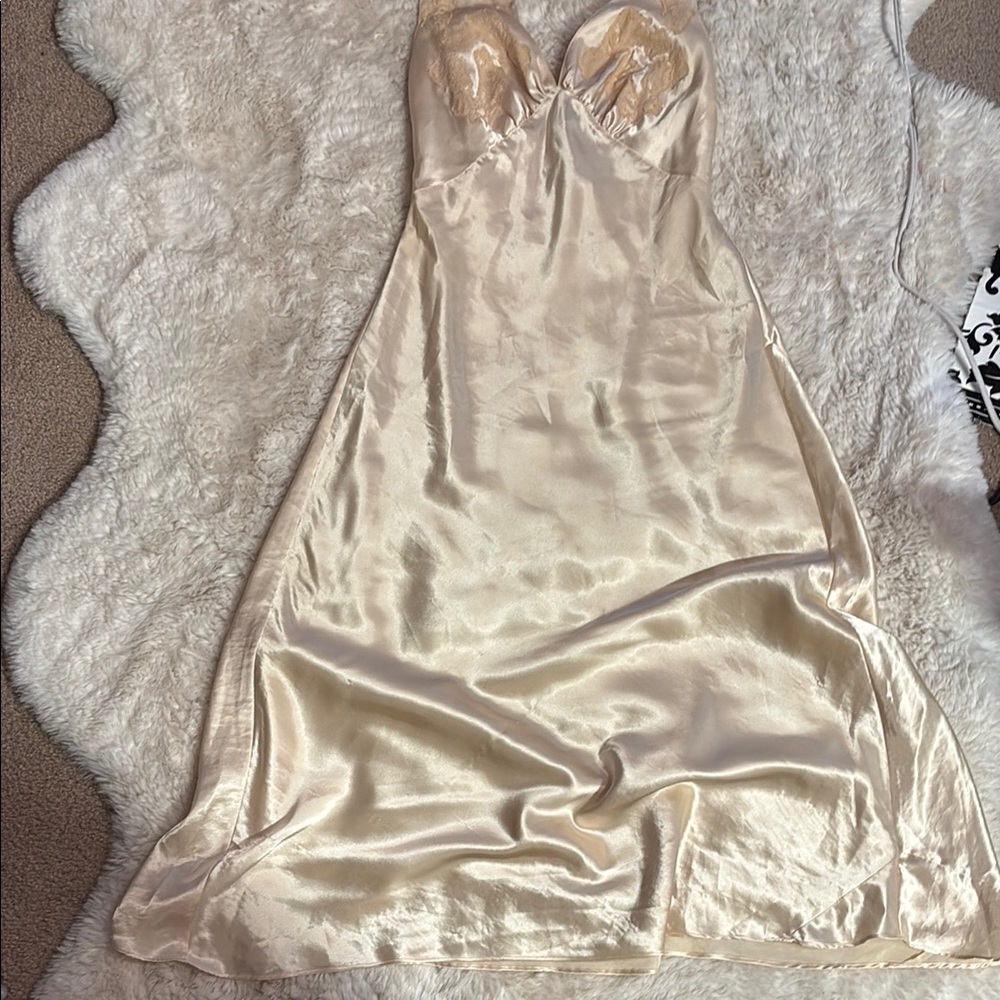 Elegant Cream Satin Nightgown